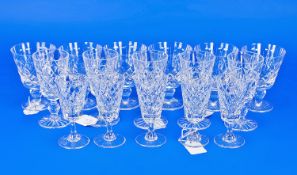 3 Sets Of Cut Glass Drinking Glasses. 17 pieces.