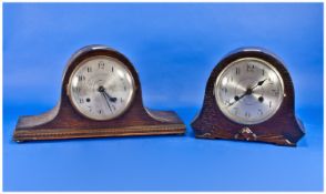 Two 1920`s Mantle Clocks, both with silver dials and Arabic numerals.