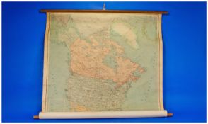 1971 Wall Map Of Canada And The United States. Produced And Printed By The Surveys And Mapping