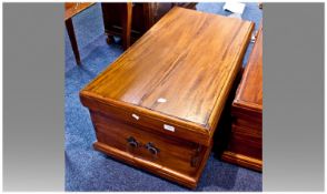 A Large Mahogany Seamans Type Chest, with carrying handles to the sides. Height 17 inches, width 37
