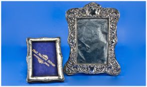 Edwardian Shaped Ornate And Embossed Silver Photo Frame. Hallmark Chester 1908. 8 inches high. Plus