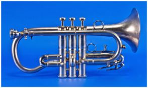 Boosey & Hawkes Vintage Imperial Silver Plated Cornet. 3 valves. Serial number 594543. Circa 1900.