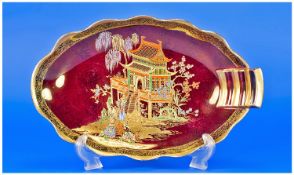 Carlton Ware Pagoda Bowl Rouge Royale `New Mikado` Pattern. 10.25 inch diameter.