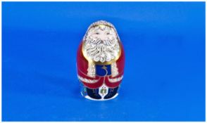 Royal Crown Derby Santa Claus Paperweight, gold button. Original box.