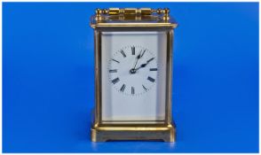 French 8 Day Striking Brass Carriage Clock. Striking on a bell. Visible escapement, quality