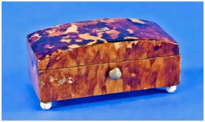 A Small Tortoiseshell, Early Victorian Domed Top Caddy Shaped Trinket Box. 2.5 inches by 1.25