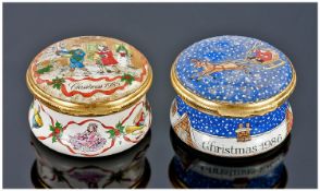 Two ``Halcyon Days Enamels`` Pill Boxes With Hinged Lids