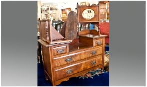 Large Late Victorian Walnut Triple Mirrored Dressing Table, with an oval shaped mirror to the