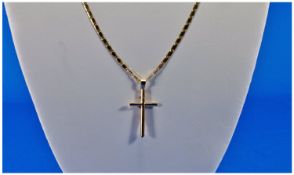 18ct Gold Cross and Chain. Marked 750, as new condition. 9.8 grams.