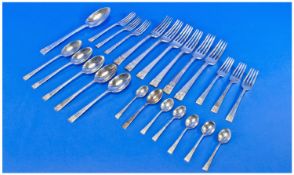 A Collection Of Matched Silver 26 Piece Cutlery Set by Wakely and Wheeler silversmiths. Comprises