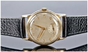 Omega Gold Plated Manual Wind Vintage Wrist Watch, with secondary dial gold fingers, fitted on a