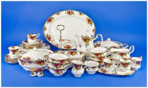 Royal Albert `Old Country Roses` Part Dinner Set, 48 Pieces. Comprising cake stand, gravy boat and