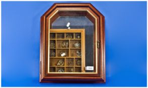 Military Interest, Small Display Containing 15 Cap Badges. Together With A Further Small Mirror