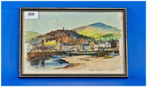 John Hobson Nicholson (20th Century Manx) Watercolour Over Print Of Ramsay Harbour, Isle Of Man.