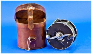 Edward Vom Hofe (1846-1920) Fishing Reel, Complete With Brown Leather Case. The Reel Has Two