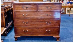 Large Late Georgian Mahogany Chest Of Drawers. With 2 short drawers to the top and four drawers