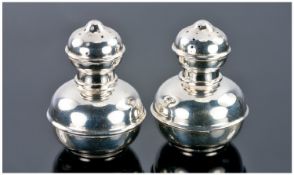 Victorian Silver Miniature Pair Of Pepperettes, Hallmark London 1901. Each stands 1.75`` in height.