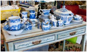 55 Pieces Of Misc Blue And White Pottery Items. Bowls and plates, copeland spode Italian designs,