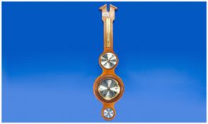 Combined Reproduction Wall Barometer Clock. Pressure Meter Thermometer by Weimar G.D.R 29 Inches in