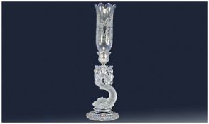 Baccarat Crystal Table Flambeau Dauphin Figural Candle Holder of the finest quality with design
