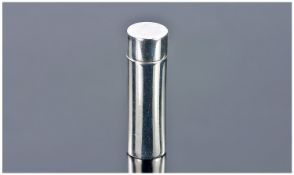 A Cylindrical Silver Lipstick Holder, with pull of lid and gilded interior. Hallmarked for
