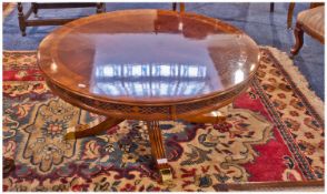 Good Quality Mahogany And Walnut Cross Banded Coffee Table, with a blind frett carved edge to the