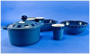 Denby Part Tea Set Comprising Rectangular Serving Dish, Pot & Cover, Bowl & 4 Large Cups.