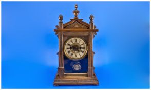 Ansona USA Arts & Crafts Style Oak Cased 19th Century Mantel Clock. 8 day striking on a bell, metal
