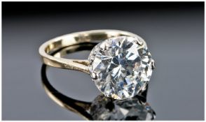 9ct Gold Dress Ring Set With A Single Round Modern Brilliant Cut CZ, Claw Set, Fully Hallmarked,