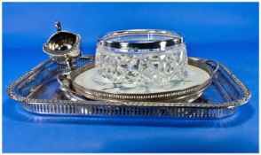 Collection Of Silver Plated Items including rectangular tray, silver plated rimmed glass bowl,