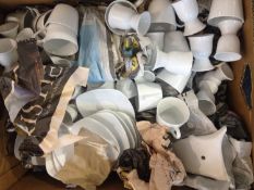 Box Of Assorted White Pottery Comprising quantity of egg cups, coffee cups & saucers, Sylvac etc.