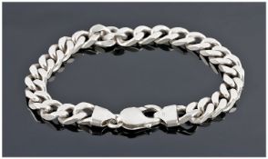 Heavy Silver Curb Bracelet, Length 9``, Fully Hallmarked