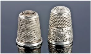 Two Silver Thimbles, 1 Fully Hallmarked.