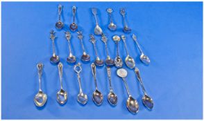 Collection of 20 Miscellaneous Souvenir Spoons (EPNS). 19 silver plated, one silver spoon.