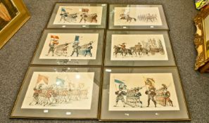 A Rare Set of Very Attractive Eleven Military/ Regimental Swiss Coloured Chromiograph Prints by
