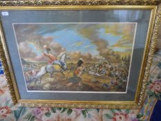 Large Framed Print of the Battle of Waterloo titled `Evening of the Battle of Waterloo` by Leo