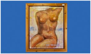 Nicholas John Child Titled `The Nude On Venus`, mixed media charcoal, pastel and acrylic. Signed in