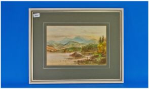 H.M. Krause. Watercolour, Scottish Loch Scene. Inscribed on face ``Loch Eileen`` and signed. Size