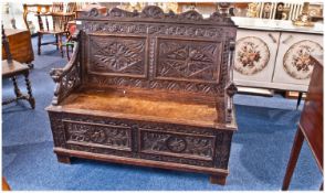 Carved Hall Seat/Monks Bench