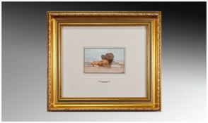 Modern Framed Print. Titled Farm Buildings, Sandringham Estate. H.R.H Prince Of Wales. 3¼ x 5¼