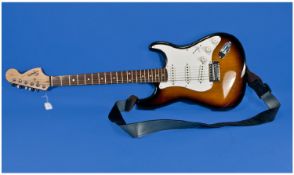 Squier - Stratocaster Electric Sunburst Guitar by Fender. Six Strings, Ser Num S/N CY00614943. 39