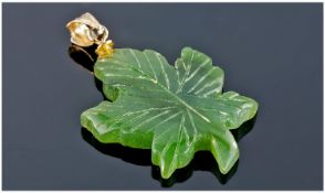 Jadeite Stone Leaf Brooch