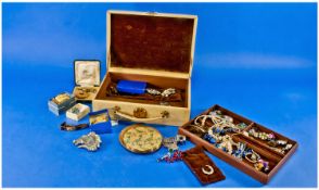 A Good Box of Costume Jewellery and Oddments, includes some silver items.