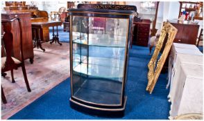 Victorian - Quality Black Ebonised Shop Display Cabinet. Mirrored interior with plate glass
