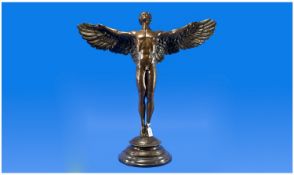A Fine Modern Bronze Statue, Titled `Rising Day`. Signed A.A. Weinman. Raised on a circular stepped
