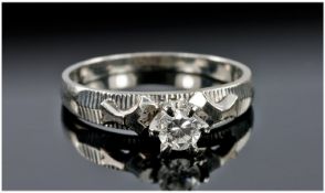 18ct White Gold Diamond Ring, Single Round Modern Brilliant Cut Diamond, Claw Set, Estimated