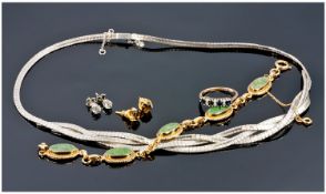 Mixed Lot Of Jewellery, Comprising Silver Necklace, 12ct Gold Plated Bracelet, 9ct Gold Dress Ring