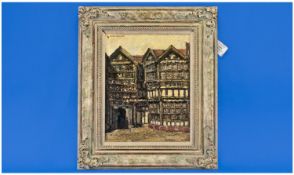 Helen Bradley 1900-1979, Title `Moreton Old Hall, Cheshire`, Oil On Board, Signed. Original artists