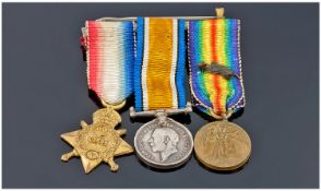 World War I Miniature Trio Of Medals, 1914-1918 silver medal, 1914-1915 star, 1914-1915 war for
