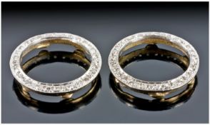 A Pair Of 9ct Gold Diamond Set Bezels For Sovereign Rings Or Watches. Approximately 1ct of diamonds